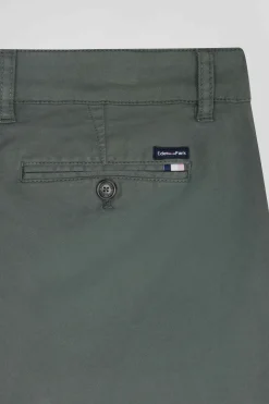 Pantalon chino gris en gabardine de coton stretch coupe Regular