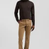 Pantalon chino marron en gabardine de coton stretch coupe Regular