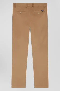 Pantalon chino marron en gabardine de coton stretch coupe Regular
