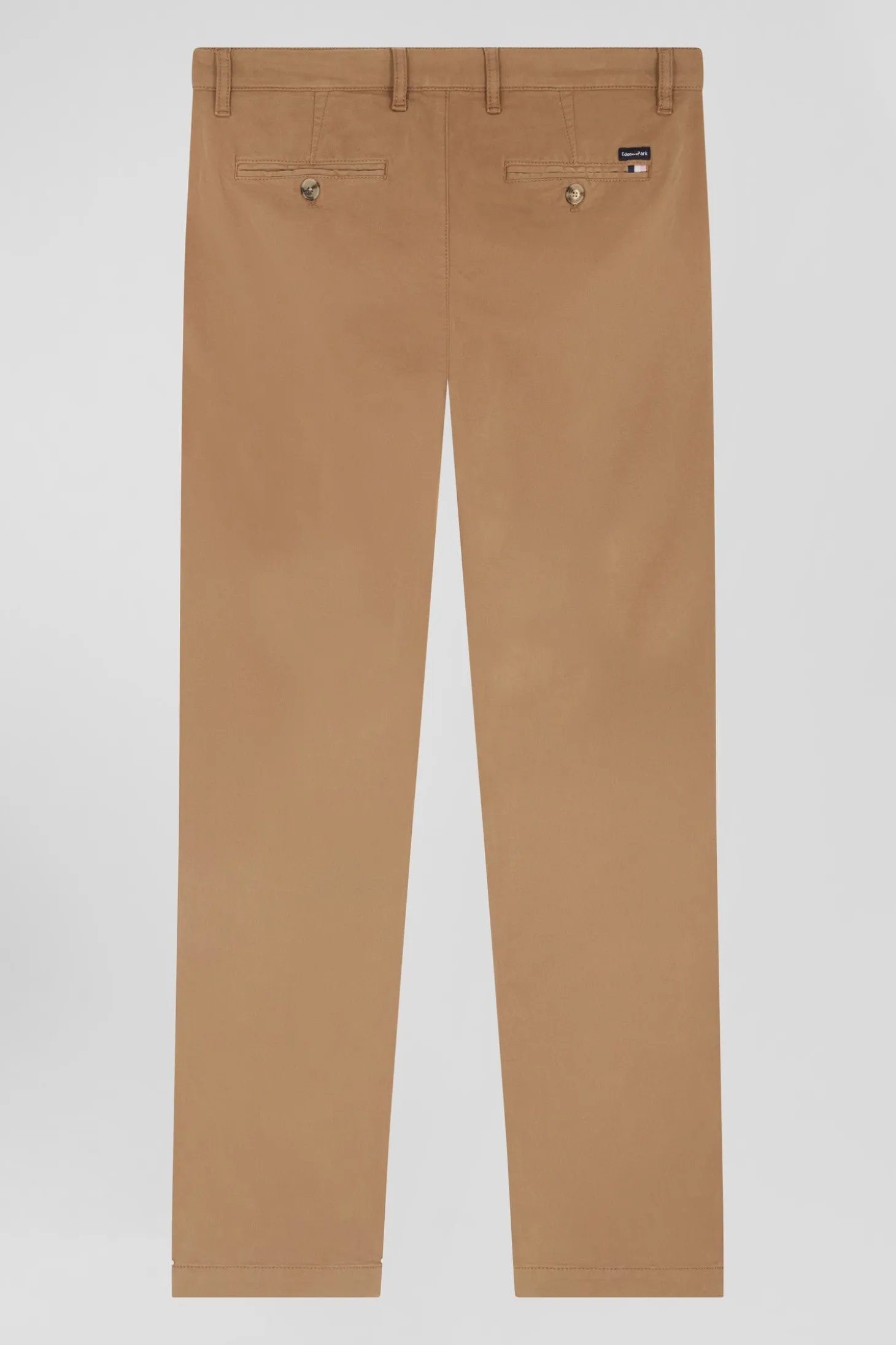 Pantalon chino marron en gabardine de coton stretch coupe Regular