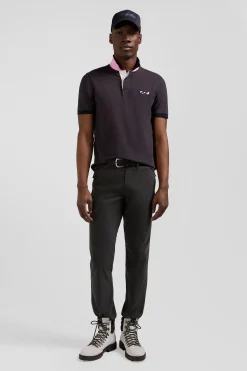 Pantalon chino noir en gabardine de coton stretch coupe Regular