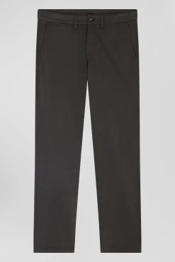 Pantalon chino noir en gabardine de coton stretch coupe Regular