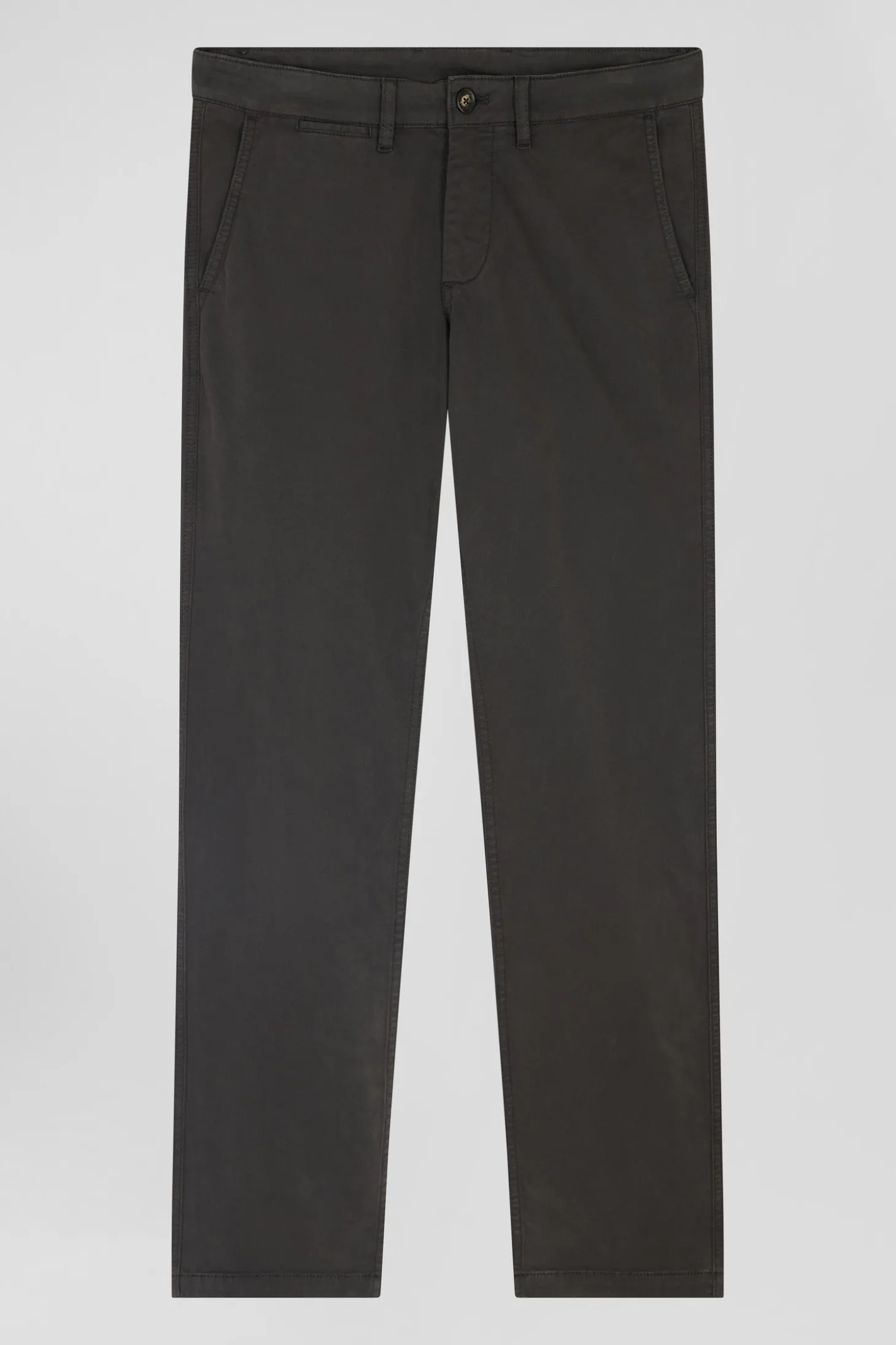 Pantalon chino noir en gabardine de coton stretch coupe Regular