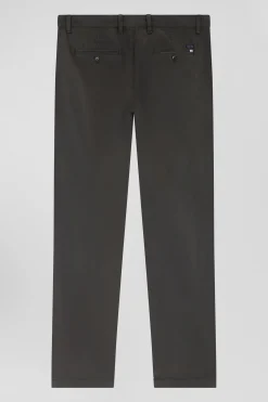 Pantalon chino noir en gabardine de coton stretch coupe Regular