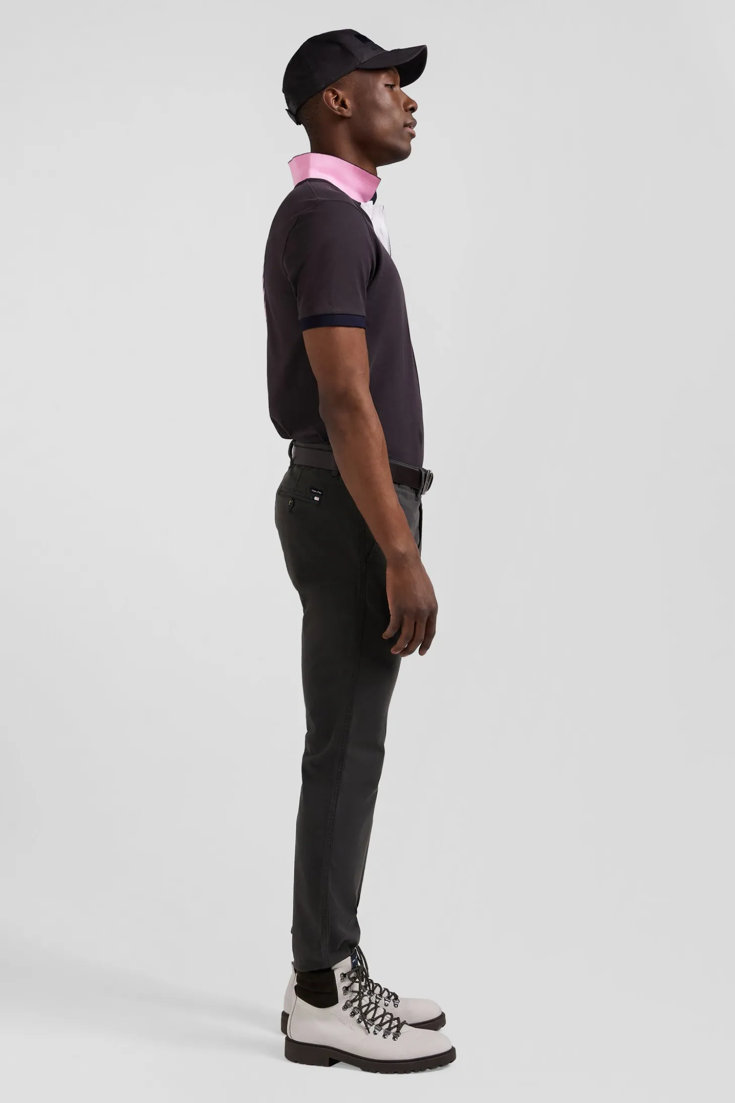 Pantalon chino noir en gabardine de coton stretch coupe Regular