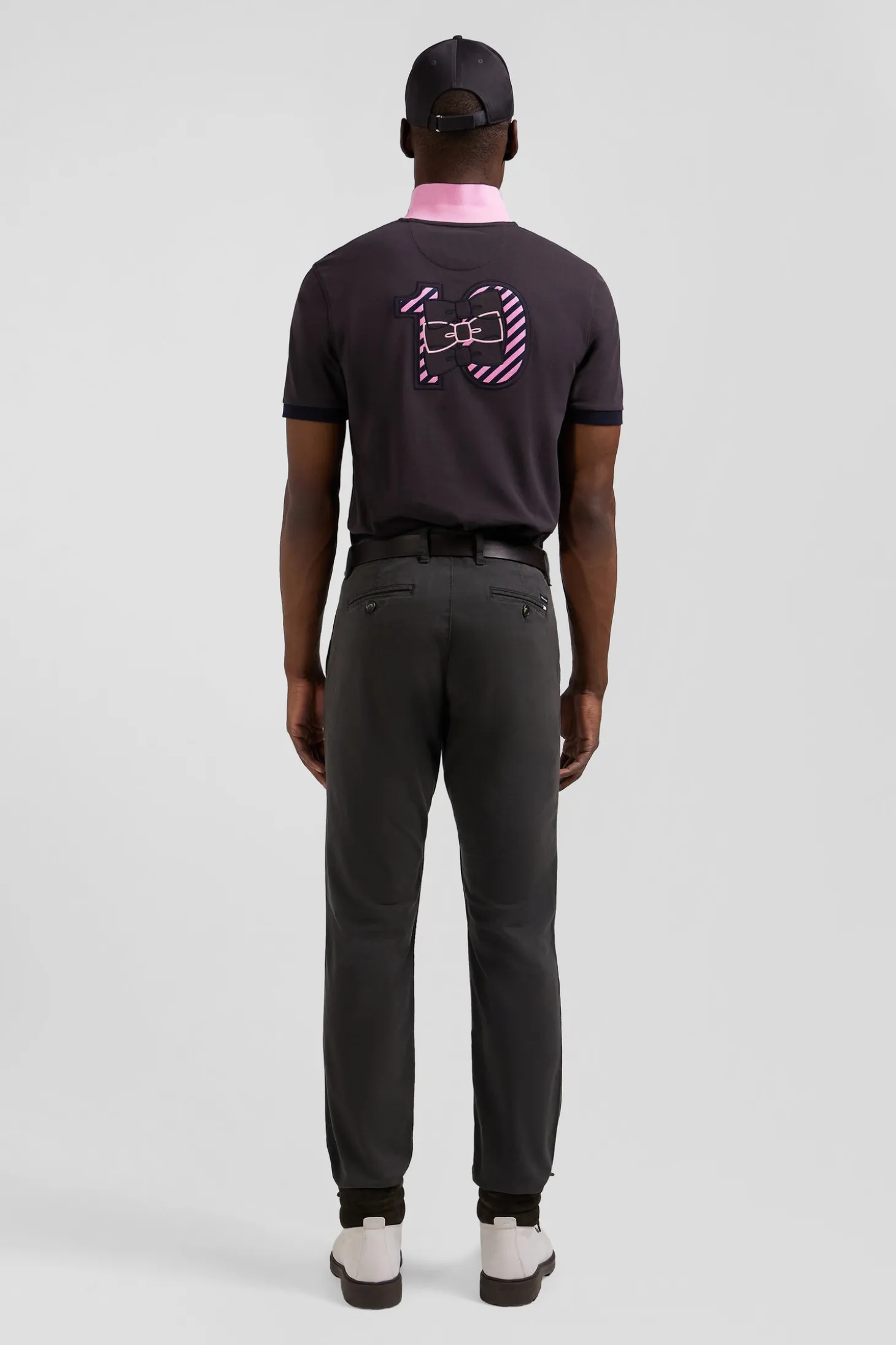 Pantalon chino noir en gabardine de coton stretch coupe Regular