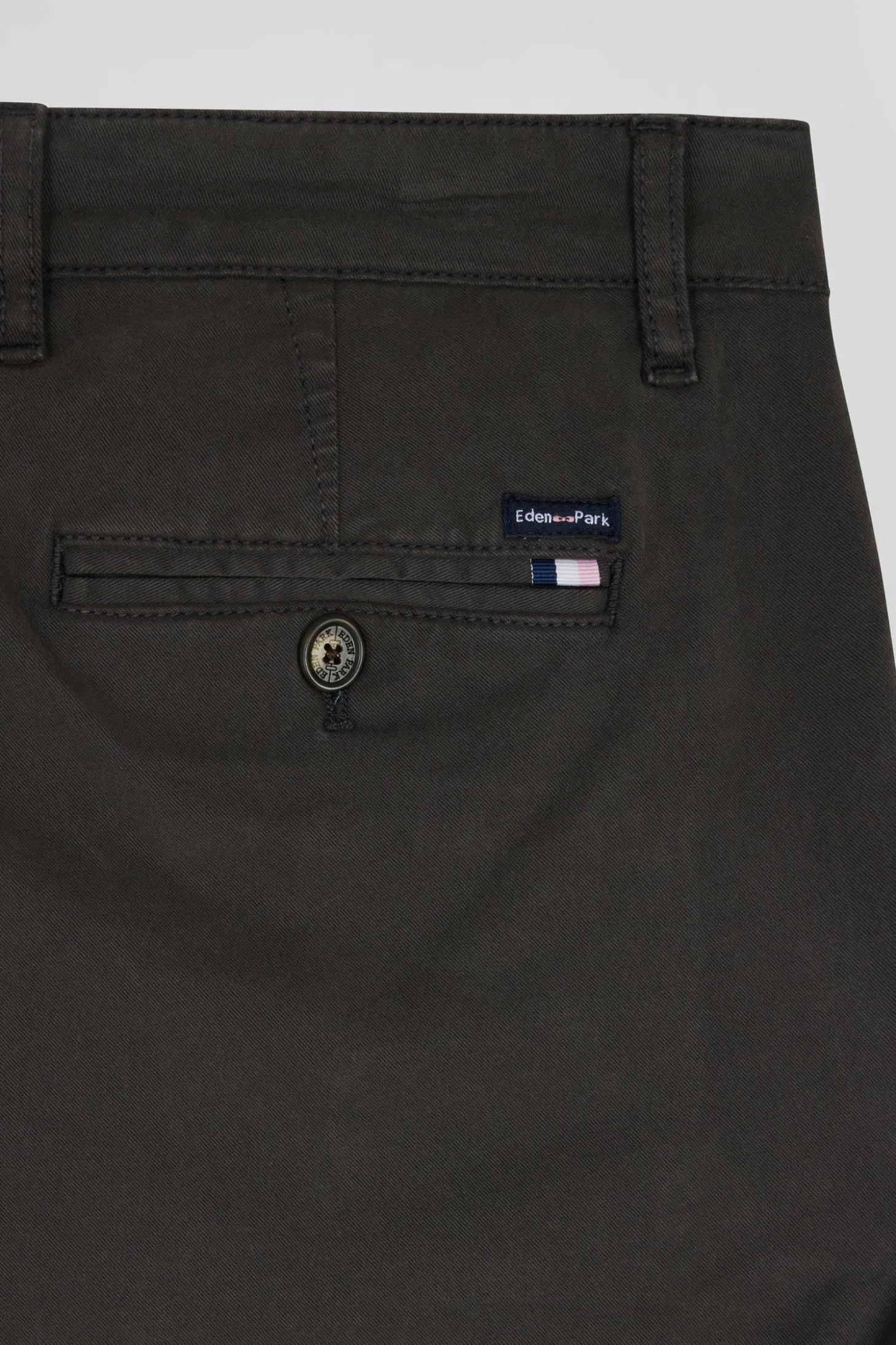 Pantalon chino noir en gabardine de coton stretch coupe Regular