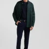 Pantalon chino uni en coton stretch bleu marine coupe Slim