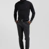 Pantalon chino uni en coton stretch gris anthracite coupe Slim