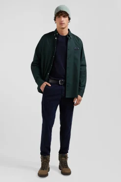Pantalon chino uni en coton stretch bleu marine coupe Slim