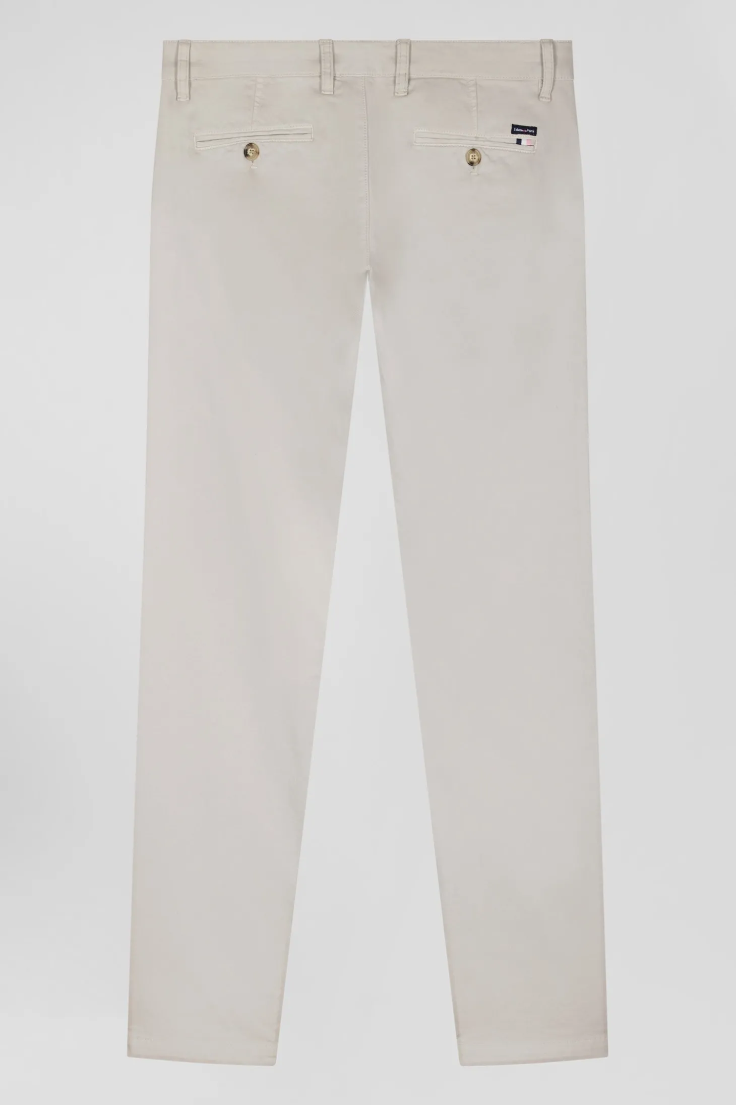 Pantalon chino uni en coton stretch beige coupe Slim