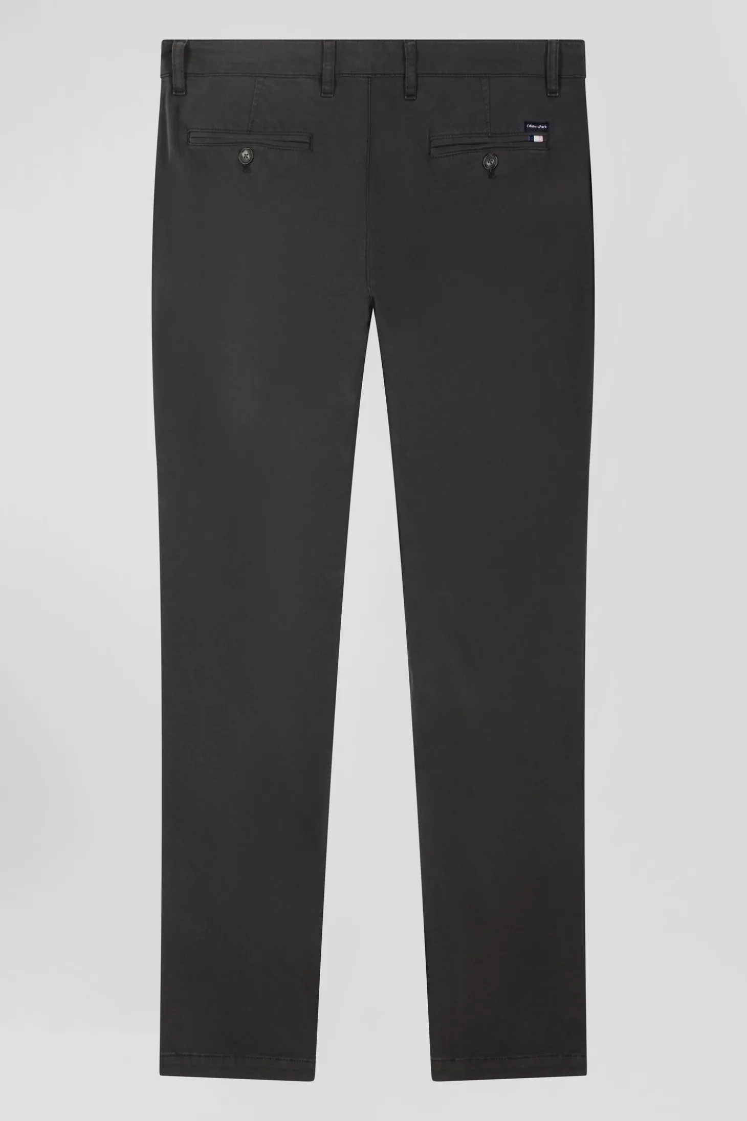 Pantalon chino uni en coton stretch gris anthracite coupe Slim