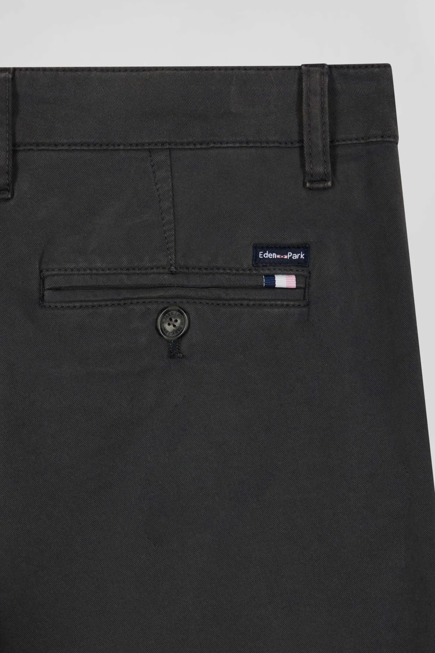 Pantalon chino uni en coton stretch gris anthracite coupe Slim