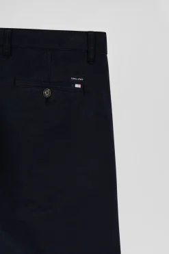 Pantalon chino uni en coton stretch bleu marine coupe Slim