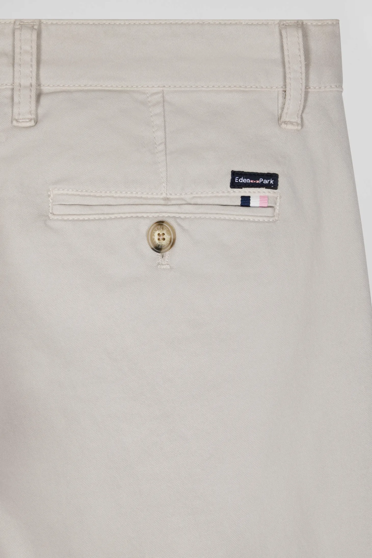 Pantalon chino uni en coton stretch beige coupe Slim