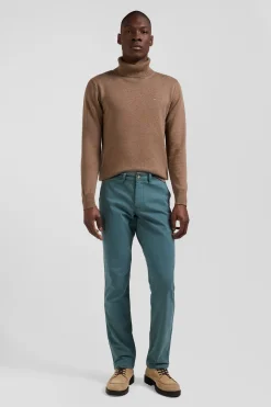 Pantalon chino vert en gabardine de coton stretch coupe Regular