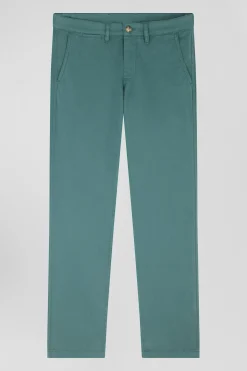 Pantalon chino vert en gabardine de coton stretch coupe Regular