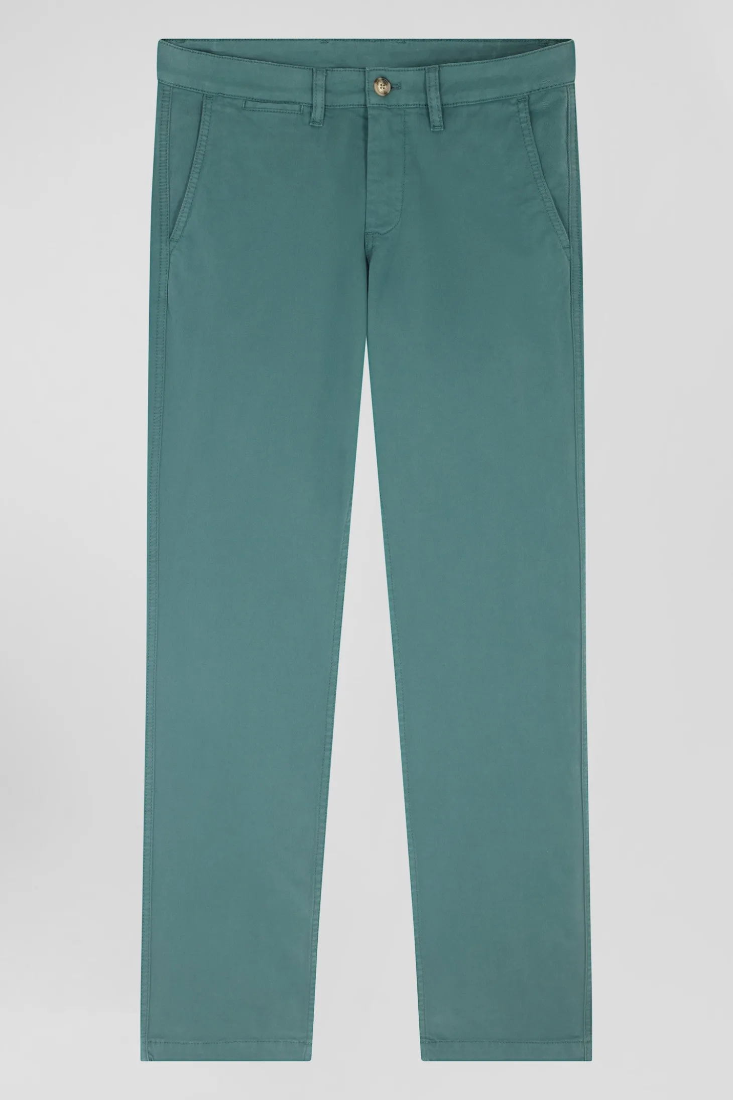 Pantalon chino vert en gabardine de coton stretch coupe Regular