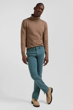 Pantalon chino vert en gabardine de coton stretch coupe Regular