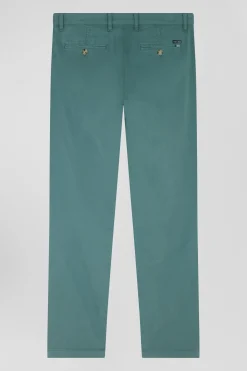 Pantalon chino vert en gabardine de coton stretch coupe Regular