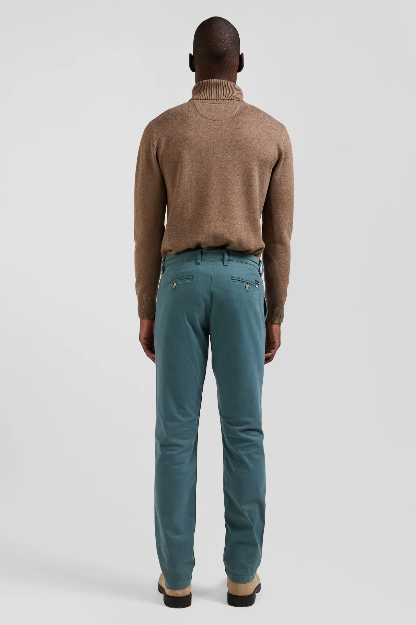 Pantalon chino vert en gabardine de coton stretch coupe Regular