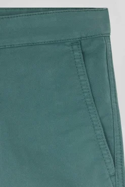 Pantalon chino vert en gabardine de coton stretch coupe Regular