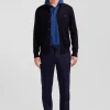 Pantalon en laine mélangée taille élastique marine coupe Modern