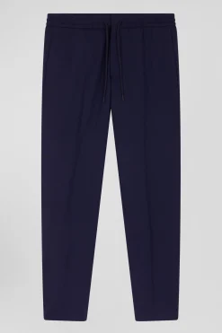 Pantalon en laine mélangée taille élastique marine coupe Modern