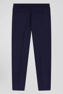 Pantalon en laine mélangée taille élastique marine coupe Modern