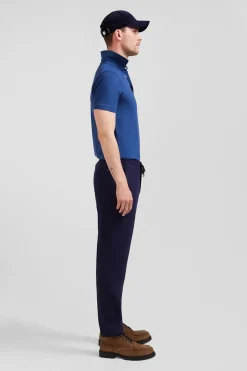 Pantalon en laine mélangée taille élastique marine coupe Modern