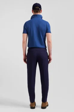 Pantalon en laine mélangée taille élastique marine coupe Modern