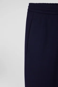 Pantalon en laine mélangée taille élastique marine coupe Modern