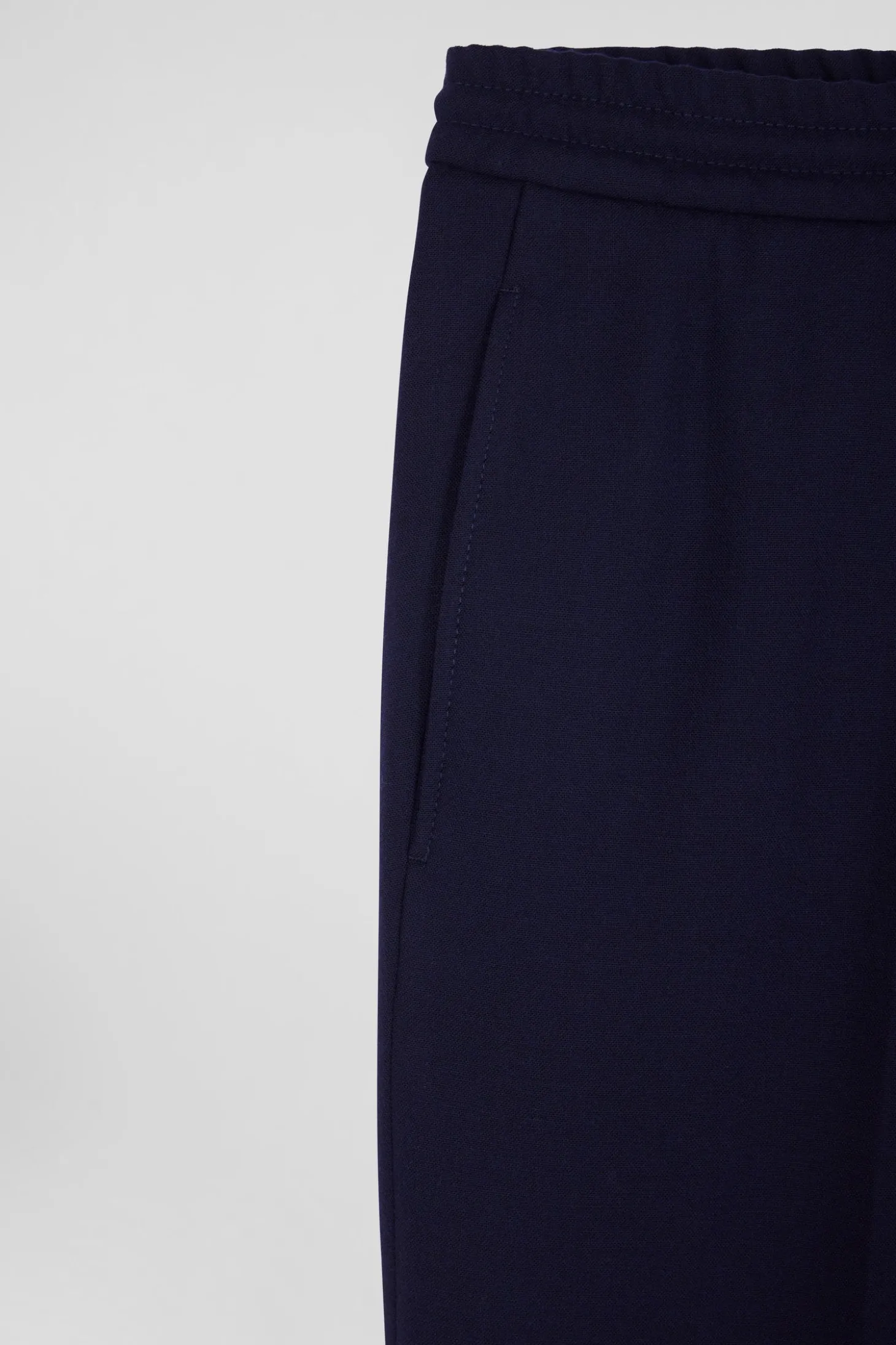 Pantalon en laine mélangée taille élastique marine coupe Modern