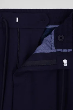Pantalon en laine mélangée taille élastique marine coupe Modern