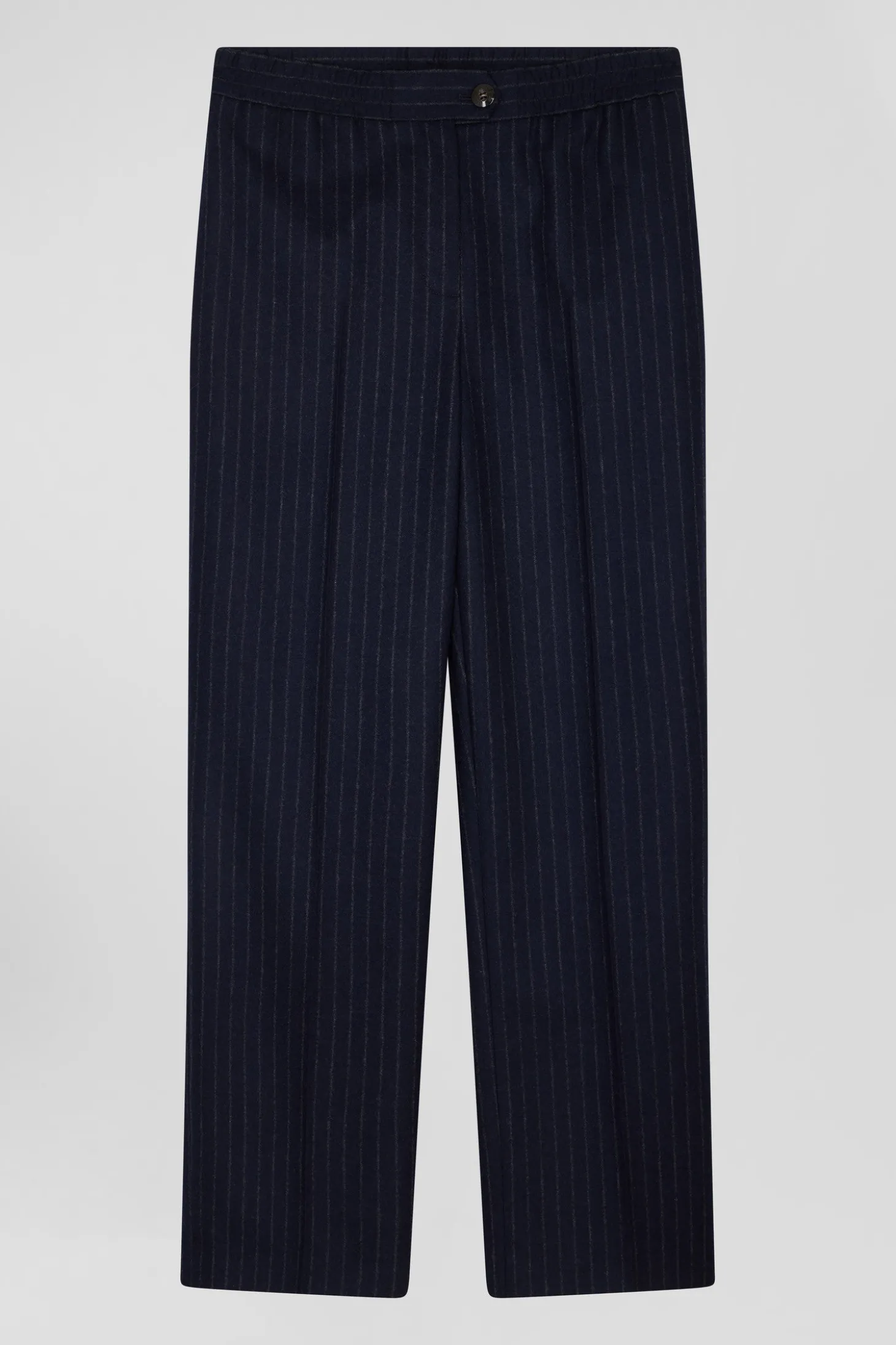 Pantalon en laine rayé bleu marine coupe Modern