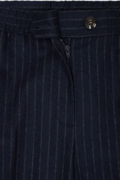 Pantalon en laine rayé bleu marine coupe Modern