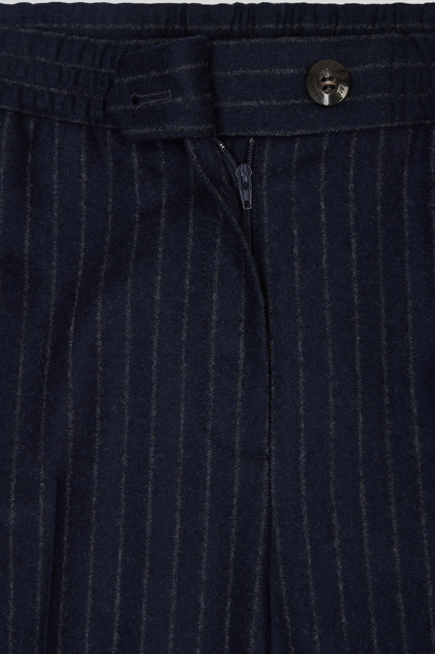 Pantalon en laine rayé bleu marine coupe Modern