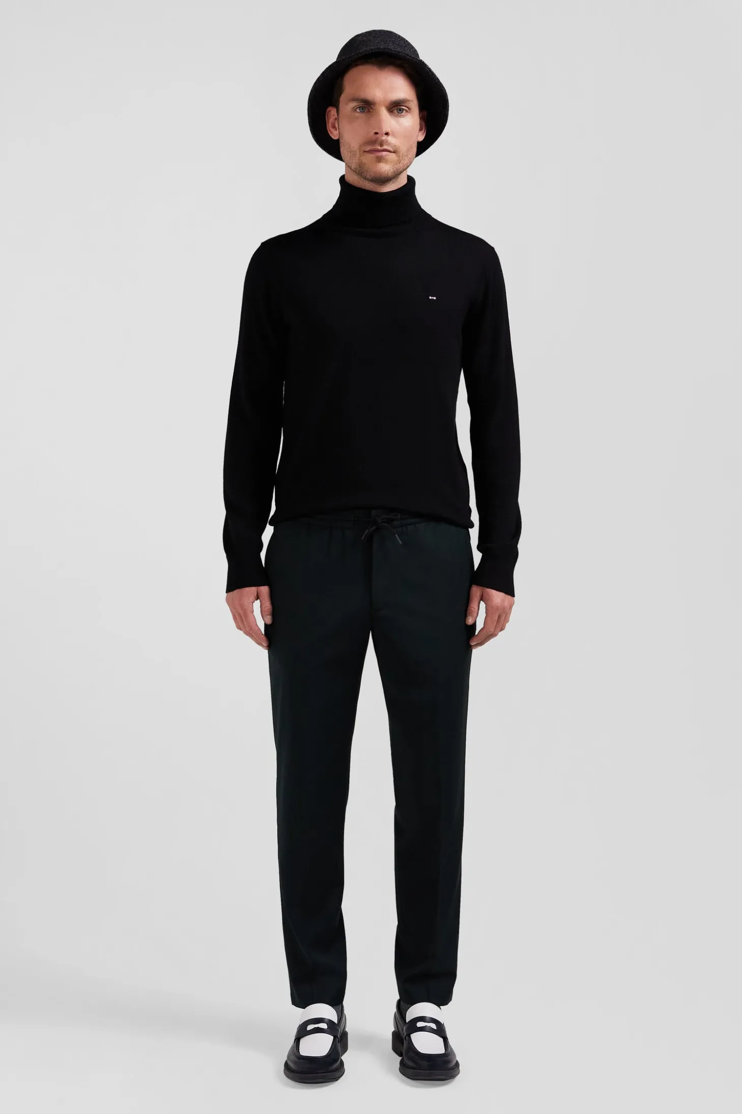 Pantalon en laine stretch kaki taille élastique coupe Modern