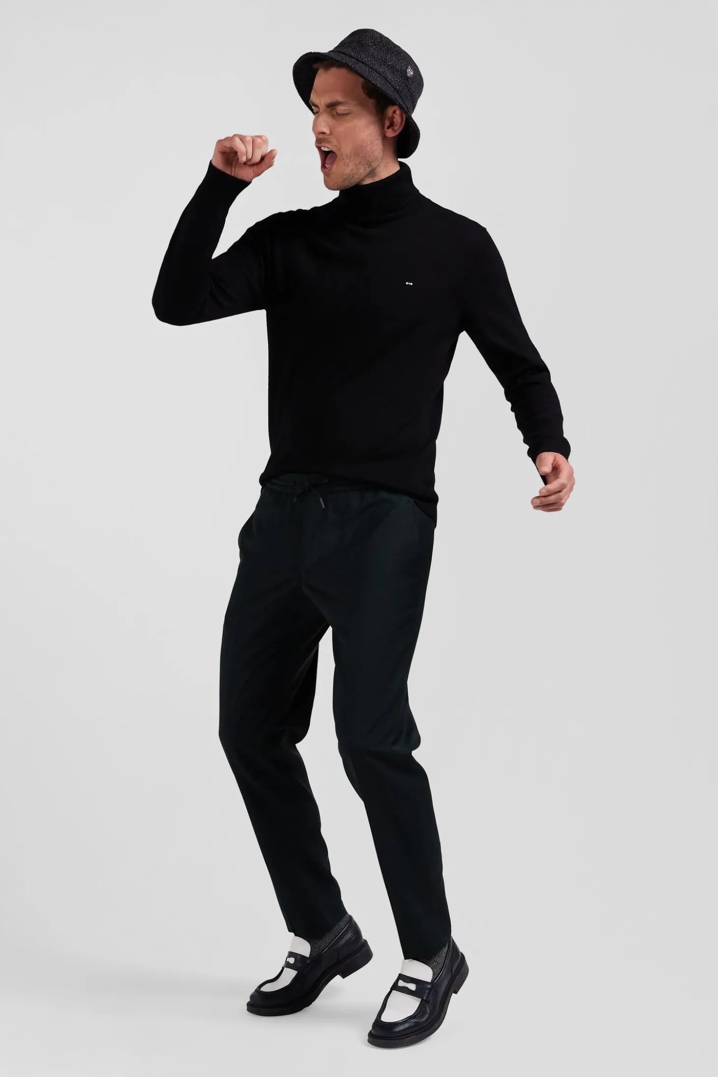 Pantalon en laine stretch kaki taille élastique coupe Modern