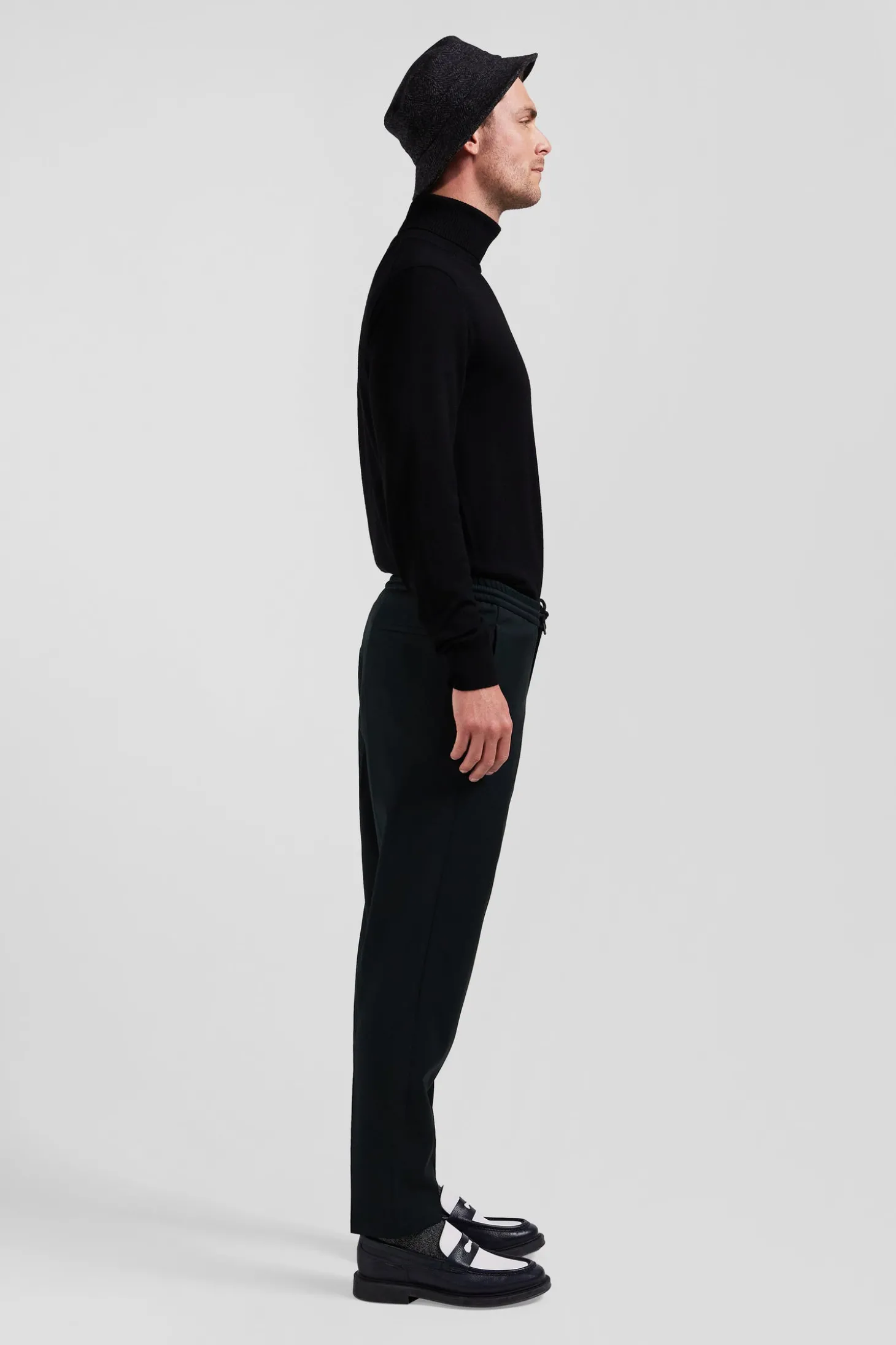 Pantalon en laine stretch kaki taille élastique coupe Modern