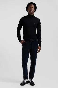 Pantalon en velours côtelé bleu marine taille élastiquée coupe Modern
