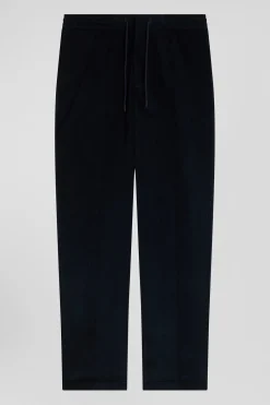 Pantalon en velours côtelé bleu marine taille élastiquée coupe Modern