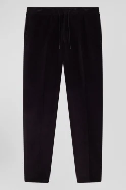 Pantalon en velours côtelé marron taille élastiquée coupe Modern