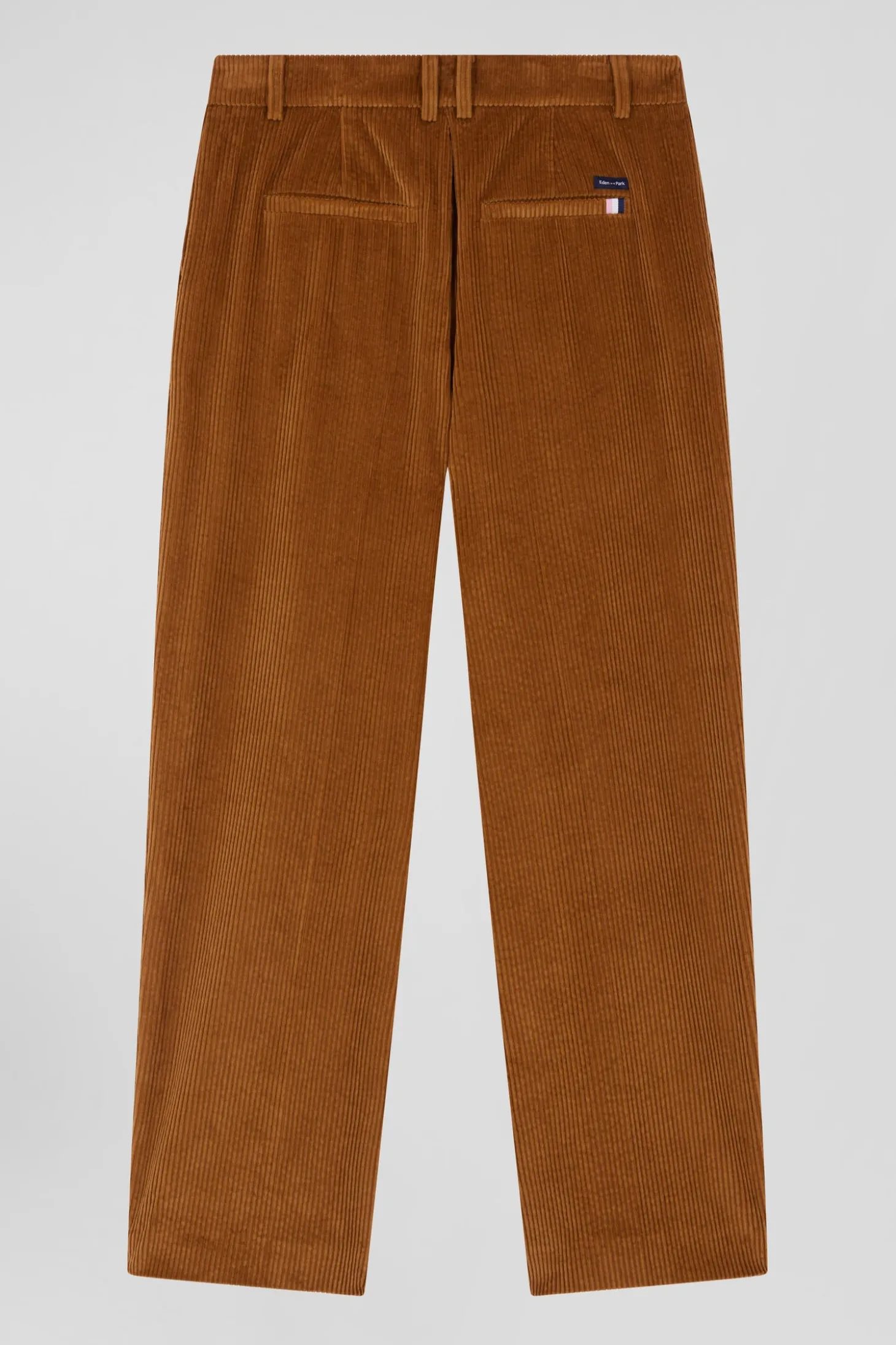 Pantalon en velours côtelé camel à carreaux coupe Modern