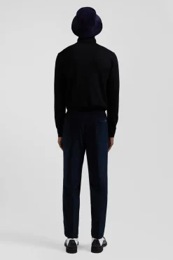 Pantalon en velours côtelé bleu marine taille élastiquée coupe Modern