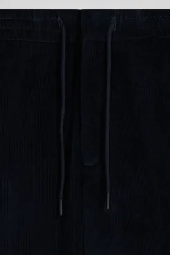 Pantalon en velours côtelé bleu marine taille élastiquée coupe Modern