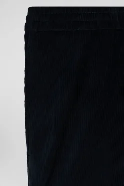 Pantalon en velours côtelé bleu marine taille élastiquée coupe Modern