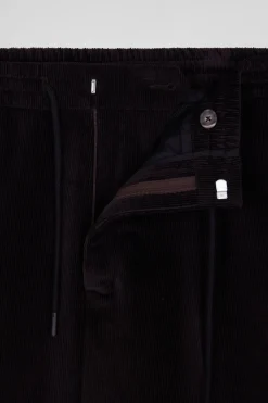 Pantalon en velours côtelé marron taille élastiquée coupe Modern