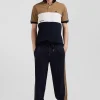 Pantalon jogging en coton mélangé camel coupe Regular passepoil jambes