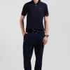 Pantalon jogging en coton mélangé bleu marine galon rayé coupe Regular